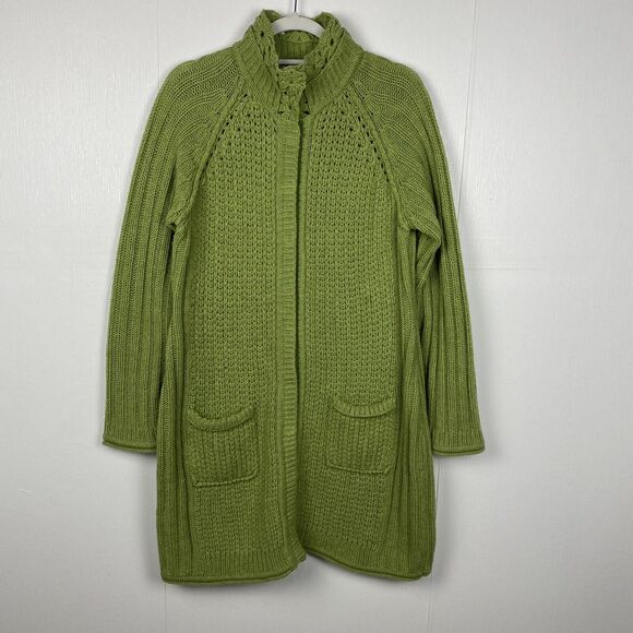 Sundance Sweaters - Sundance Woman’s Green Long Sweater LambsWool Blend Knit Size Small.
